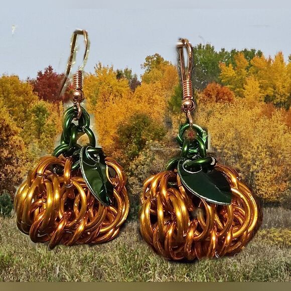 Pumpkin Earrings Lightweight (E20) - Picture 6 of 6